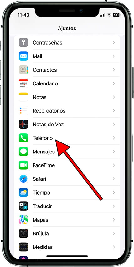 Ajustes teléfono iPhone