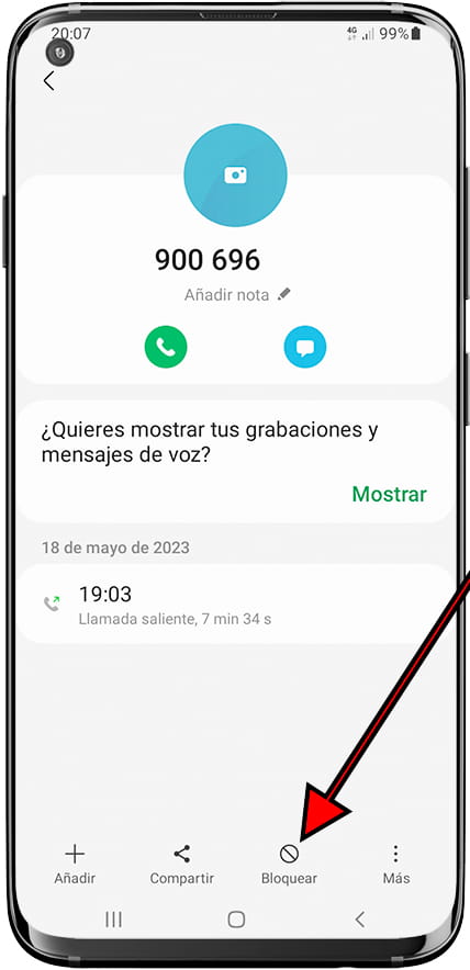 Bloquear contacto Samsung