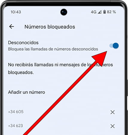 Bloquear números desconocidos Android