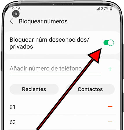 Bloquear números desconocidos Samsung