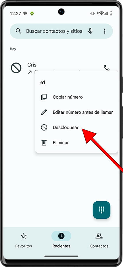 Desbloquear contacto Android