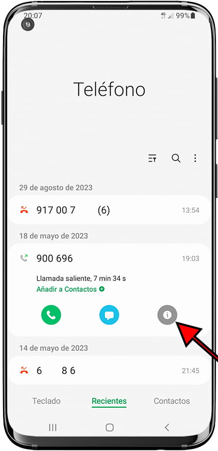 Información número de teléfono Samsung
