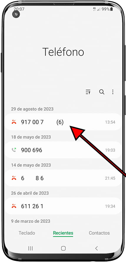 Seleccionar contacto Samsung