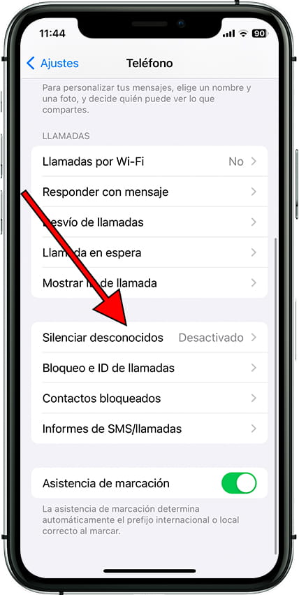 Silenciar desconocidos iPhone