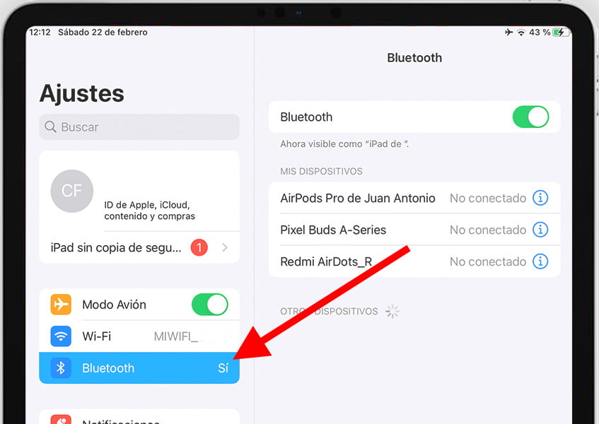 Ajustes / Bluetooth iPhone