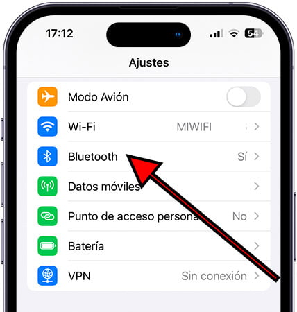 Ajustes / Bluetooth iPhone