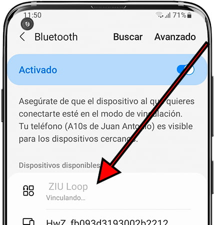 Seleccionar dispositivo Bluetooth en Samsung Galaxy