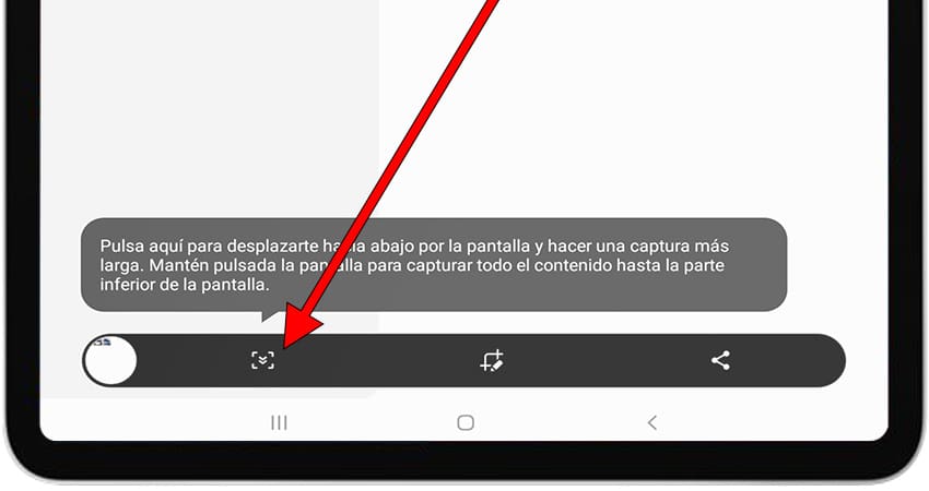 Captura de pantalla completa en Galaxy Tab S10+