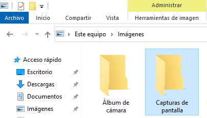 Carpeta capturas de pantalla Windows