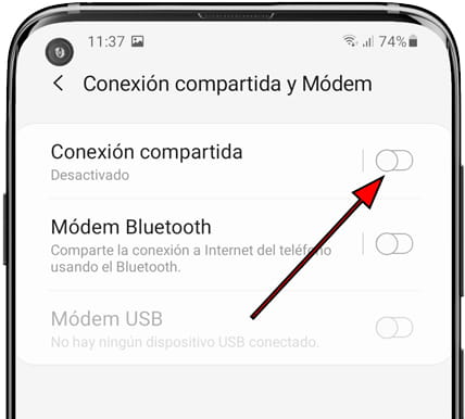 Anclaje a red y zona Wi-Fi Android