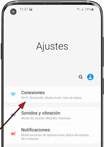 Ajustes / Conexiones en Samsung Galaxy