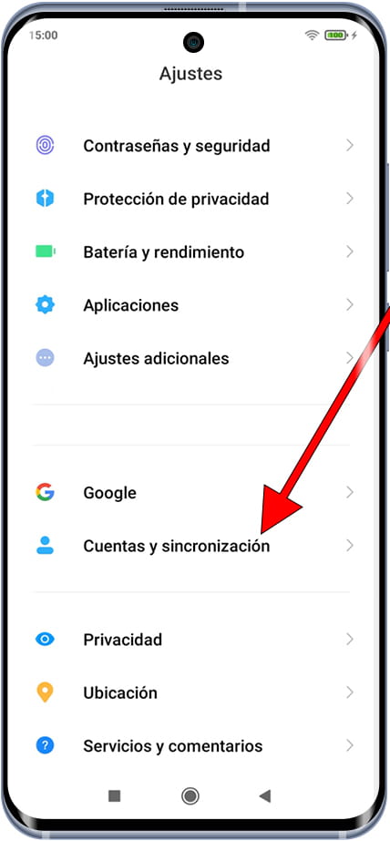 Cuentas y sincronización en Xiaomi