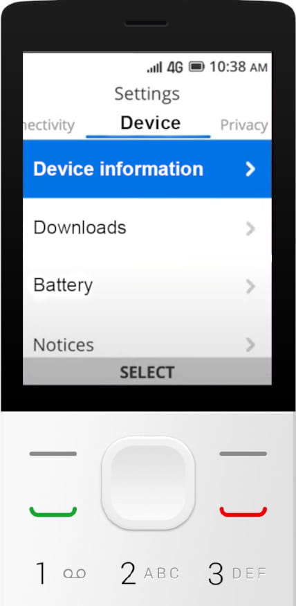 Información del dispositivo KaiOS