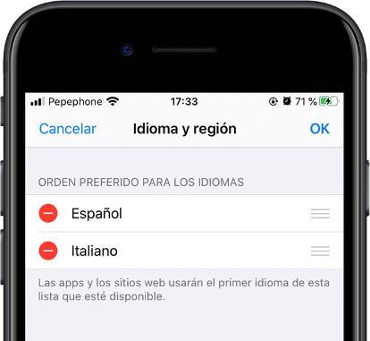 Editar idiomas iOS