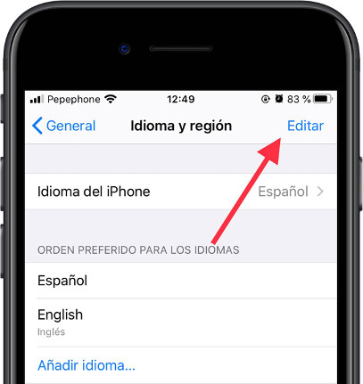 Editar idioma iOS