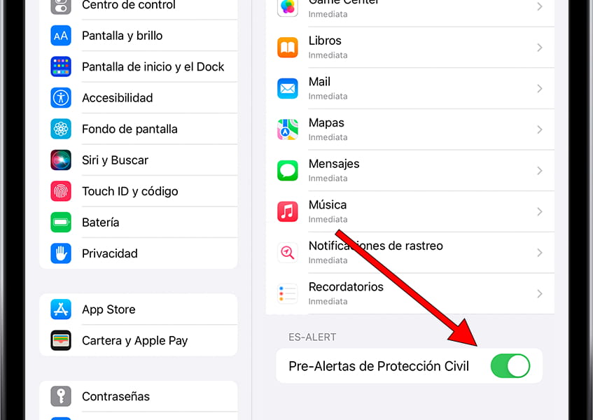 Activar o desactivar alertas de emergencia iOS