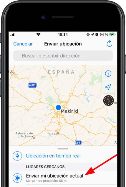 Enviar ubicación actual WhatsApp