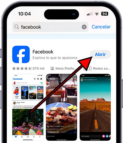 Abrir Facebook en iPhone