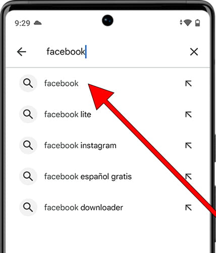 Buscar Facebook en Google Play