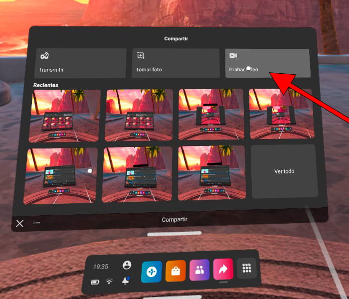 Botón grabar vídeo Oculus