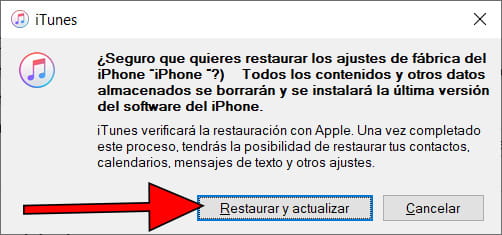 Confirmar restauración de iPhone 16 Pro Max