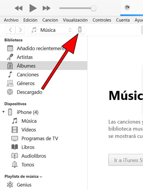 Ver dispositivo en iTunes