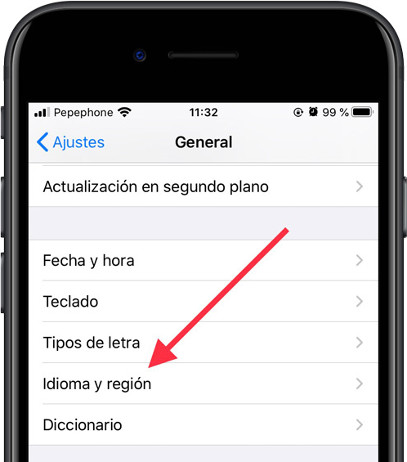 Idioma y región iOS