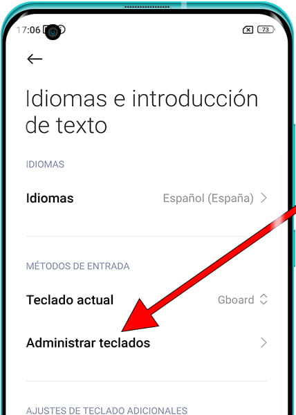 Administrar teclados Xiaomi