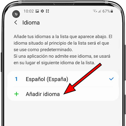 Listado idiomas Samsung