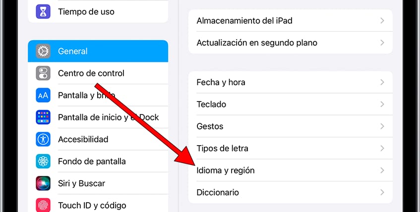 Idioma y región iOS
