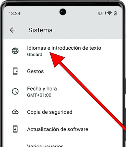 Idiomas y entradas Android