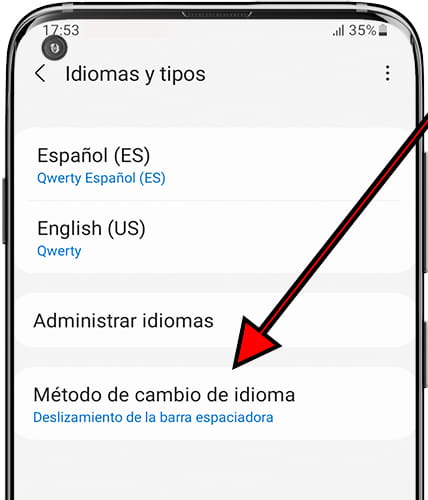 Método de cambio de idioma Samsung