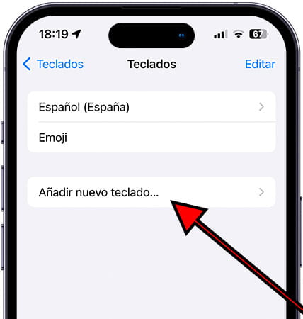 Añadir nuevo teclado iOS