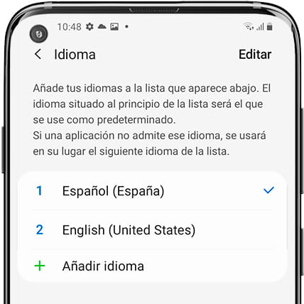 Listado idiomas Samsung