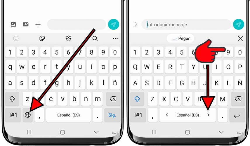 Cambiar entre idiomas en teclado Samsung