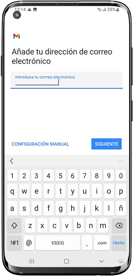 Añade dirección de correo Gmail