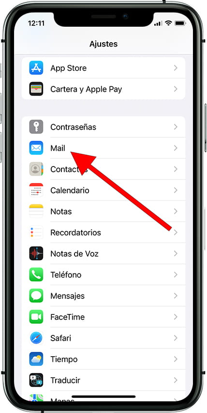 Configuración correo Apple iPhone 11