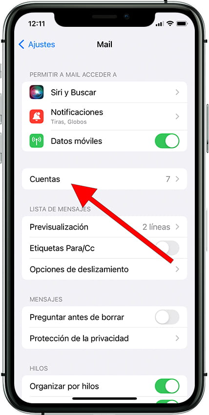 Cuentas correo Apple iPhone 11 Pro