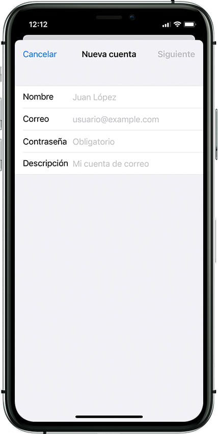 Nueva cuenta de correo Apple iPhone 12 Pro Max