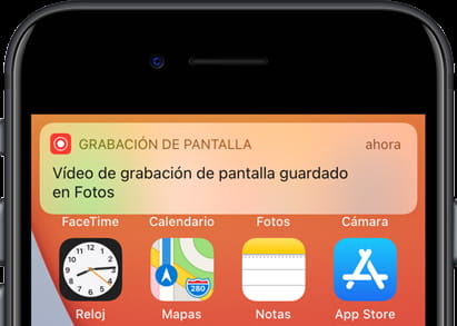 Mensaje grabación de pantalla guardado