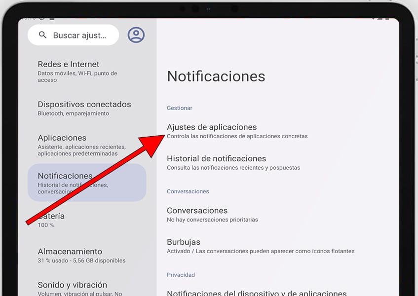 Ajustes de aplicaciones Android