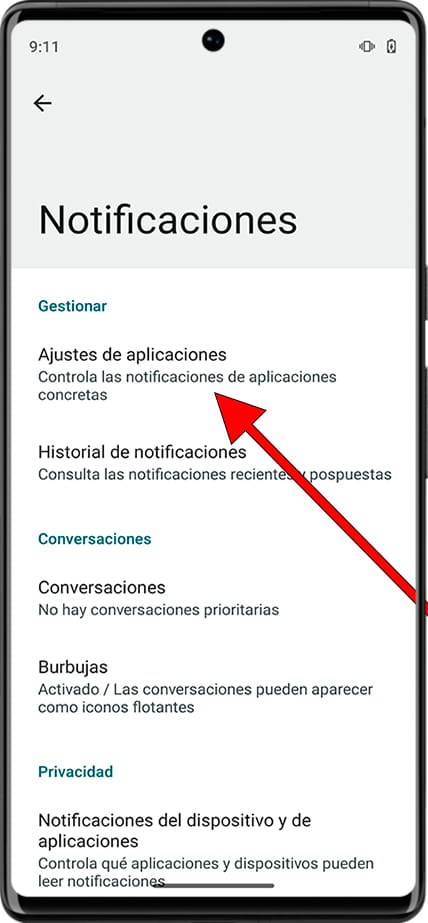 Ajustes de aplicaciones Android