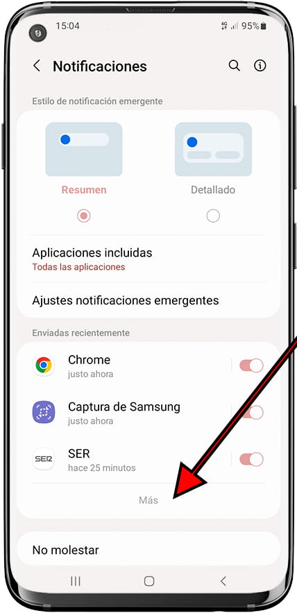 Todas las aplicaciones notificaciones Samsung