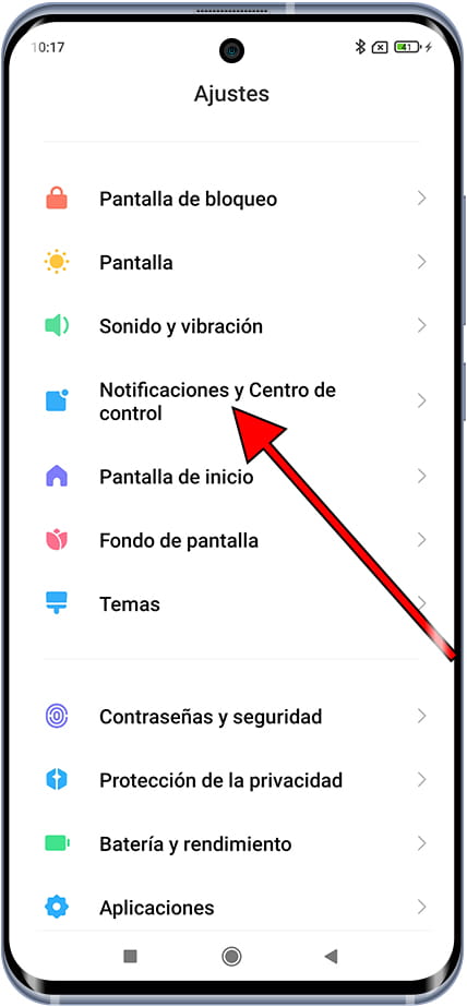 Notificaciones y Centro de control Xiaomi
