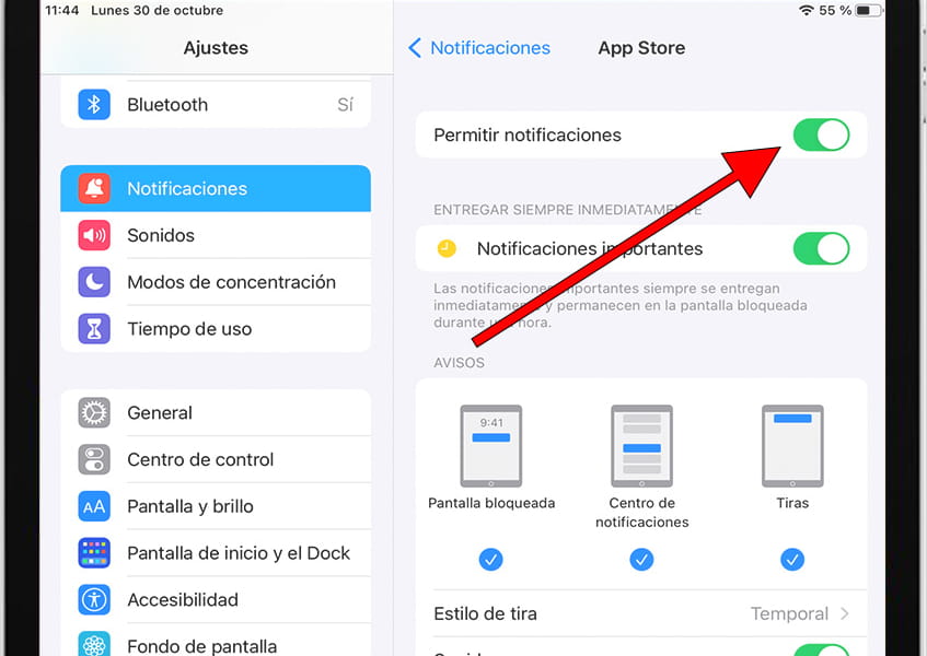 Permitir notificaciones iOS