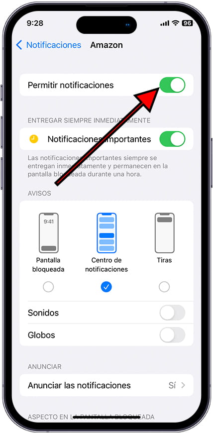 Permitir notificaciones iOS