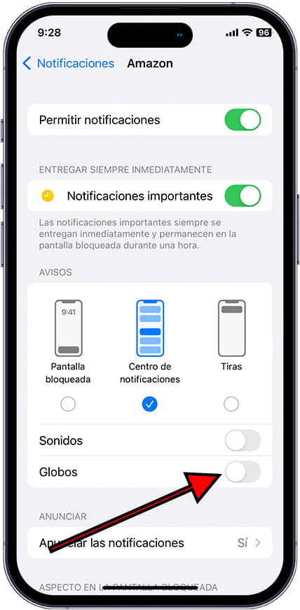 Globos notificaciones iOS