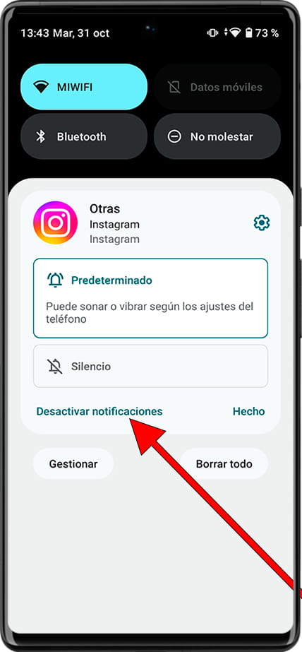 Desactivar notificaciones Android