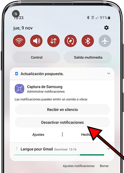 Desactivar notificaciones Samsung