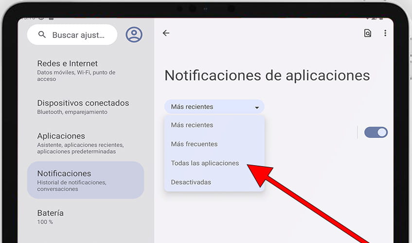 Todas las aplicaciones notificaciones Android